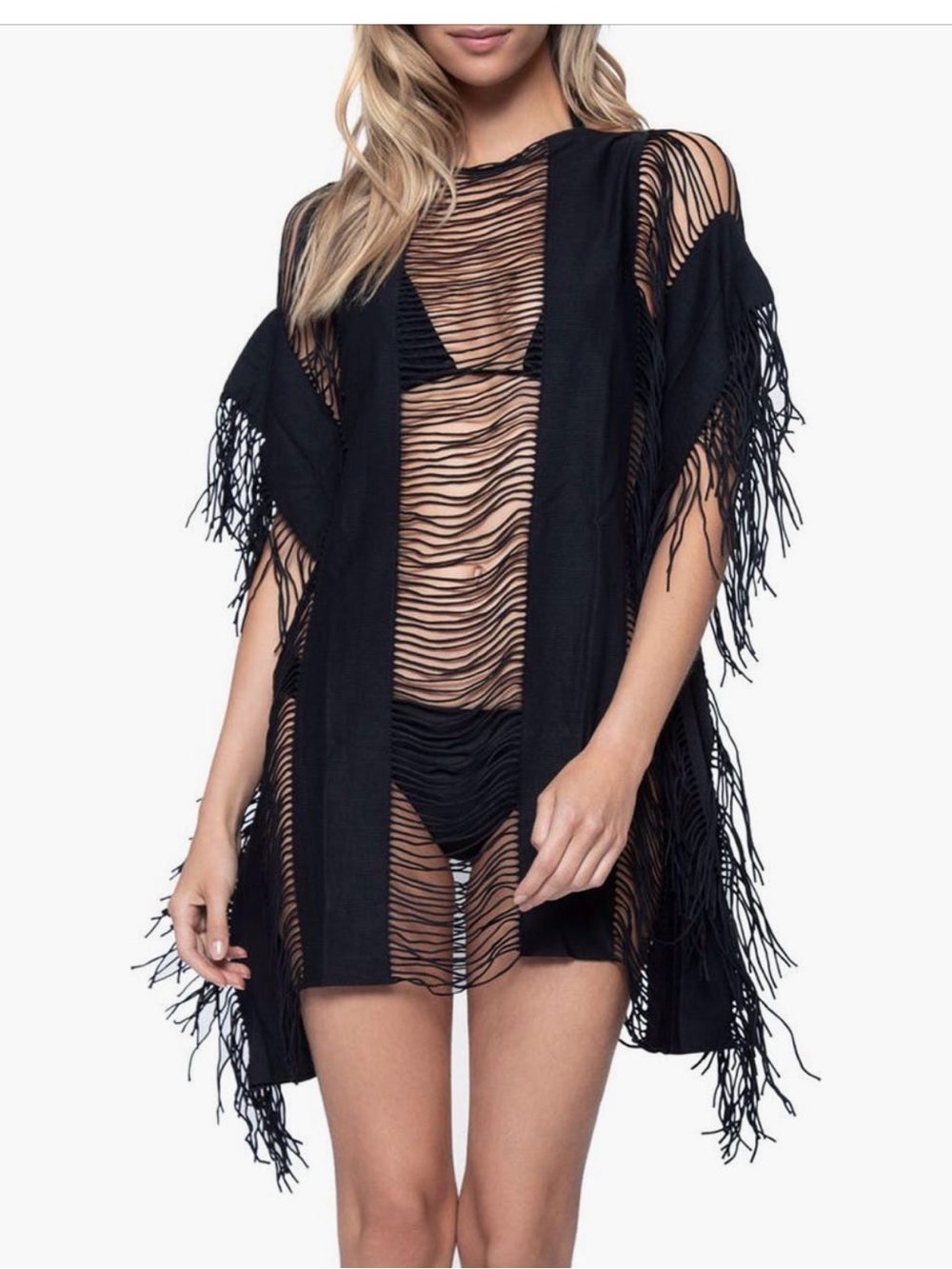 PQ Swim Monique Black Fringe Coverup Dress Size XS/S
